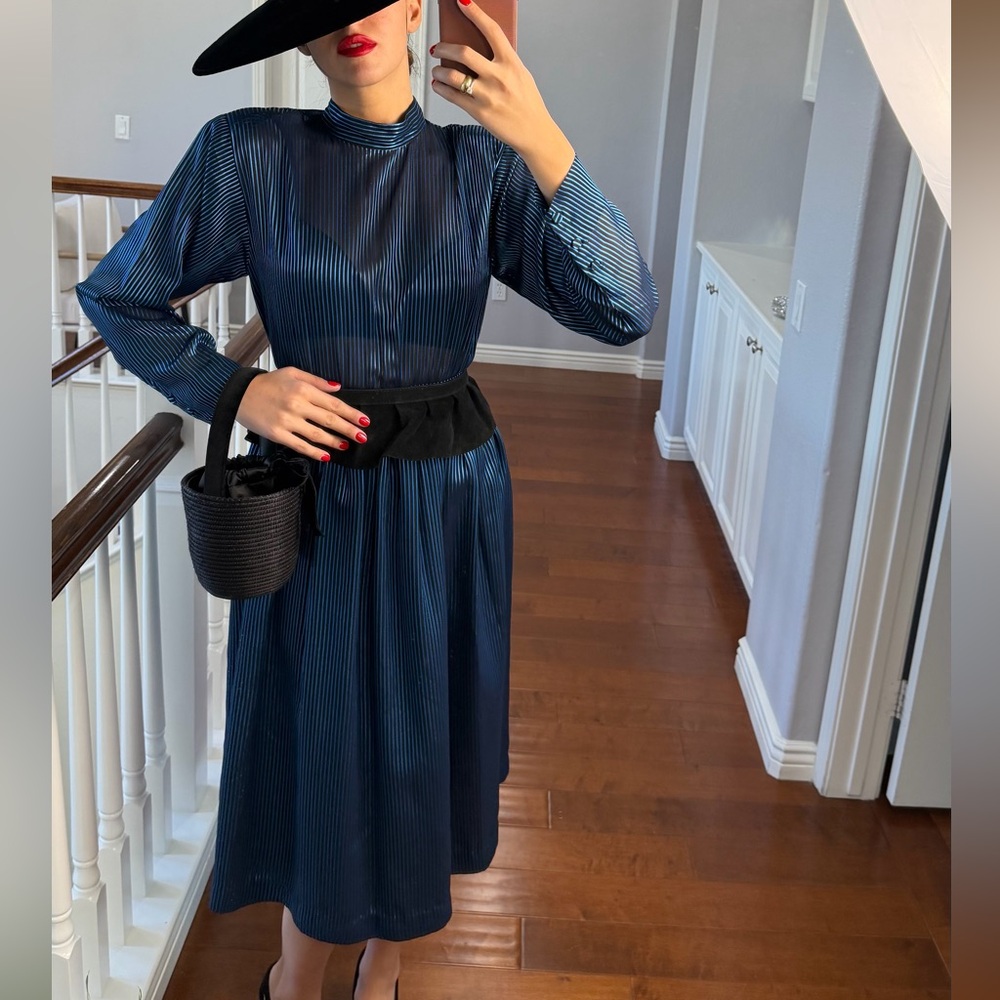 Elegant Blue Striped Dress